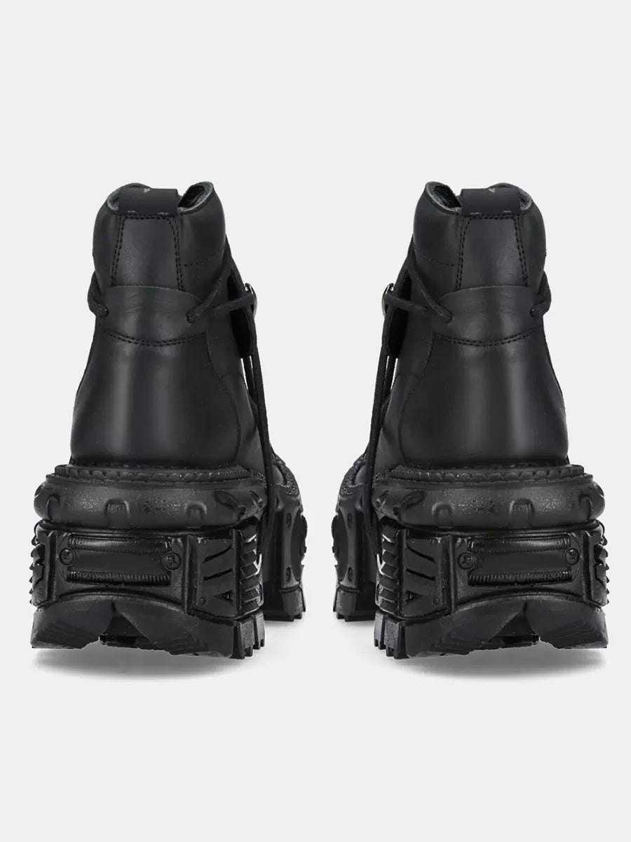 ショートプラットフォームダークメタルパンクブーツレースアップ