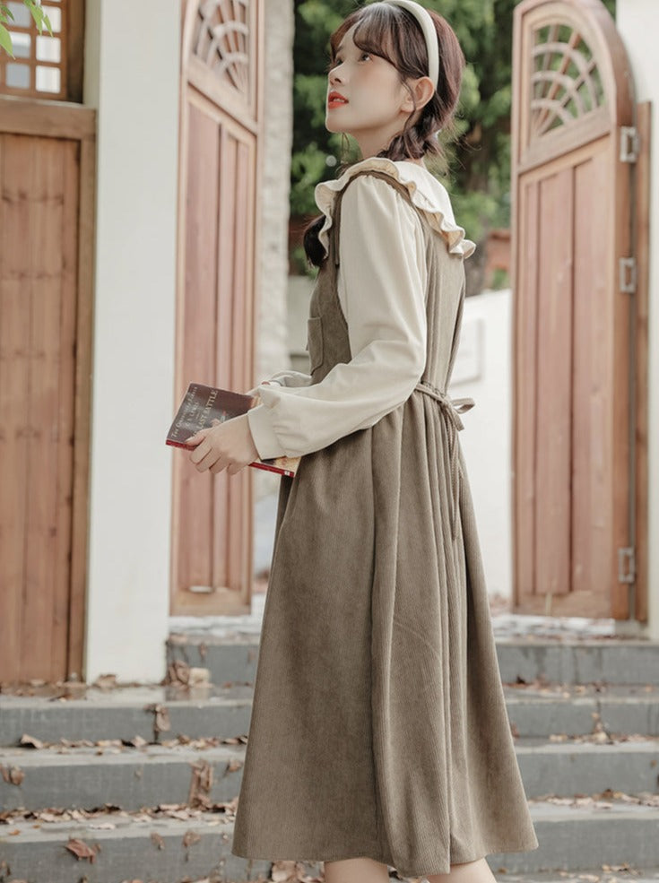 Color Tankous Blouse Big Skirt Corduroy