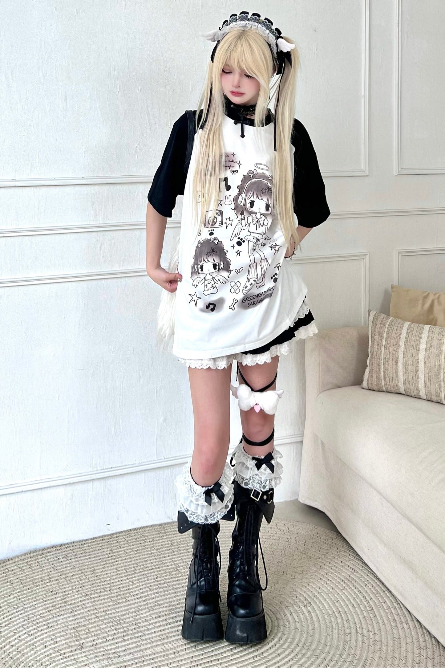 Angel Neighborhood👼Bicolor Tops Over Loose