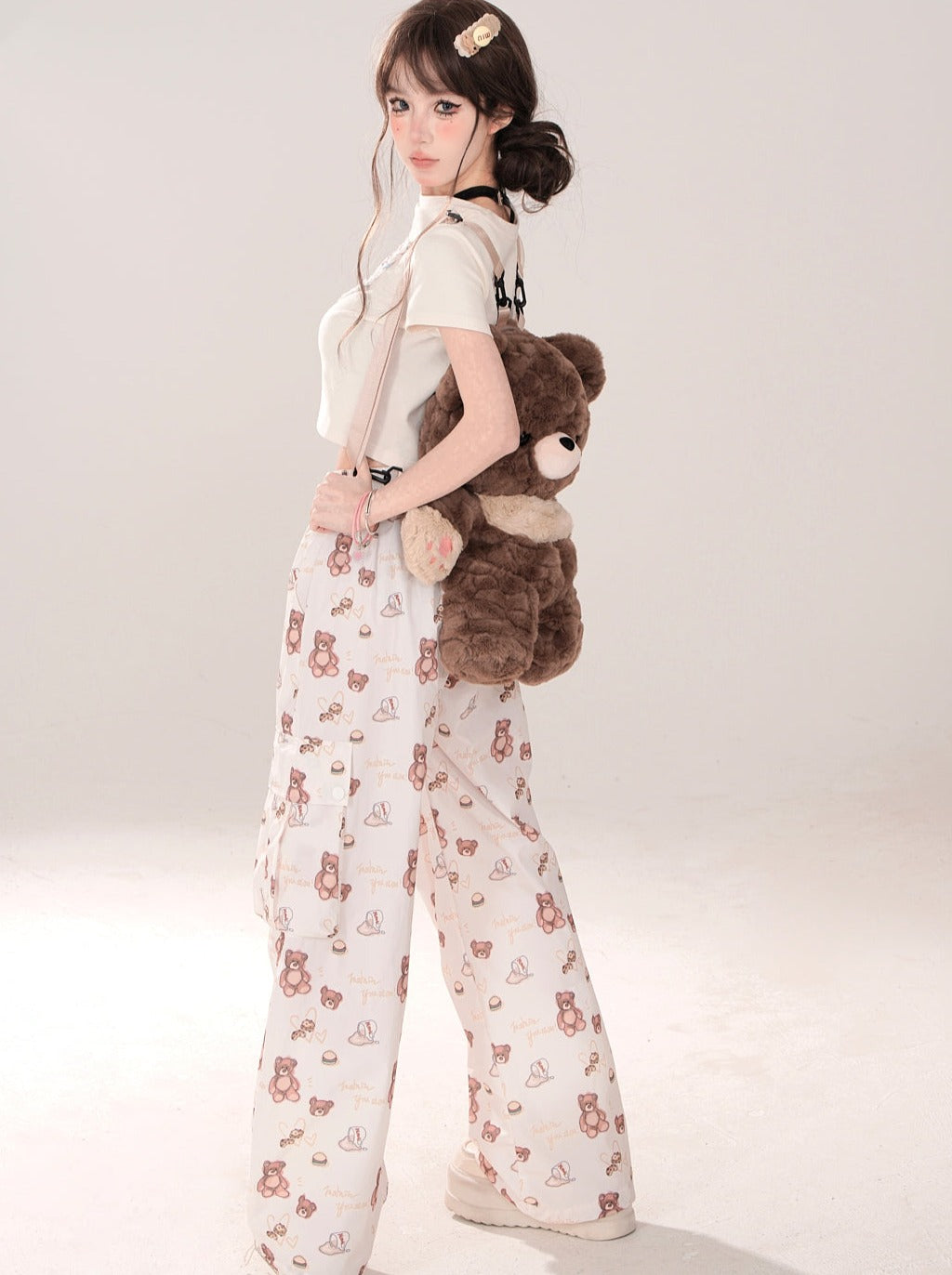 Cargo Baby Sweet Bear Loose Pants