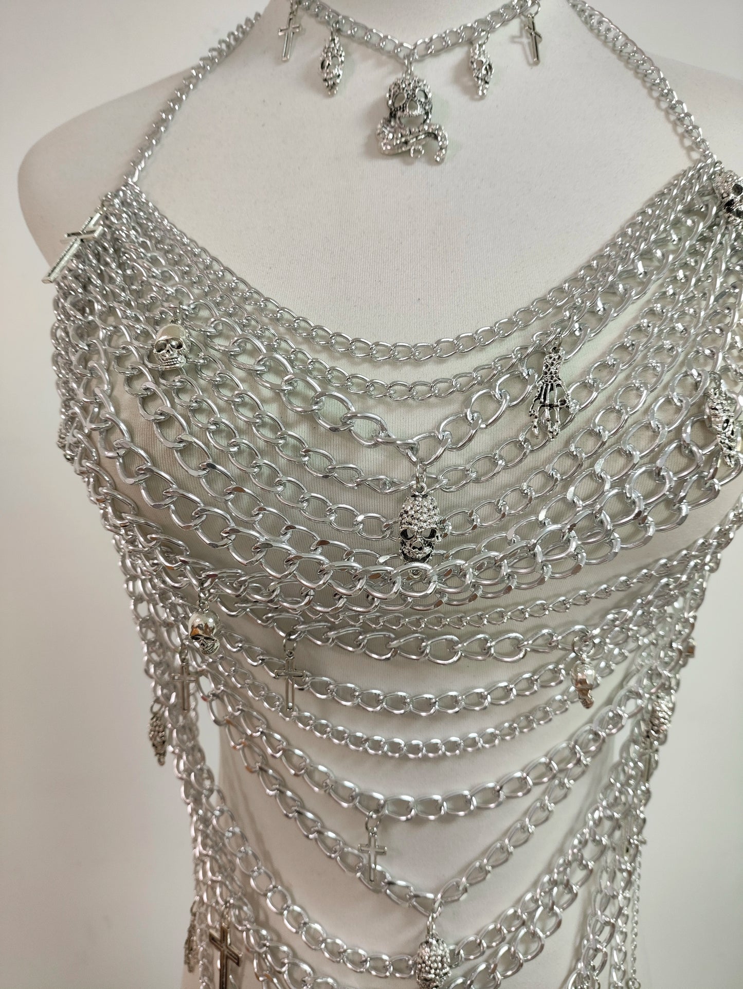 Halloween Skeleton Feast Aluminum Chain Cross Splicing Silver Pack