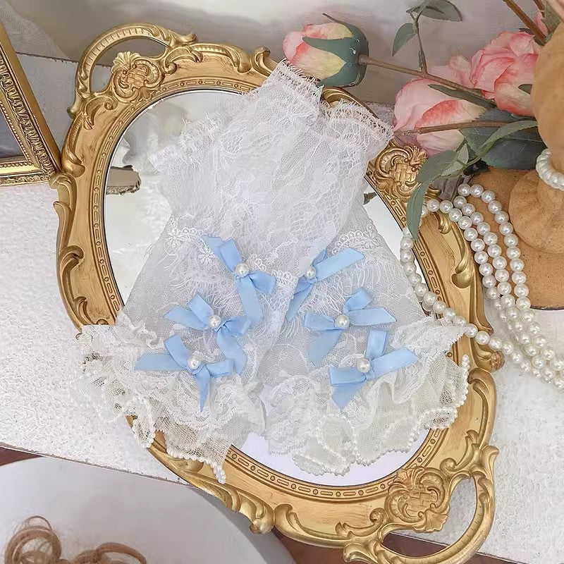 Blue Elegant Empire Waist Floral Square Neckline Lolita Dress