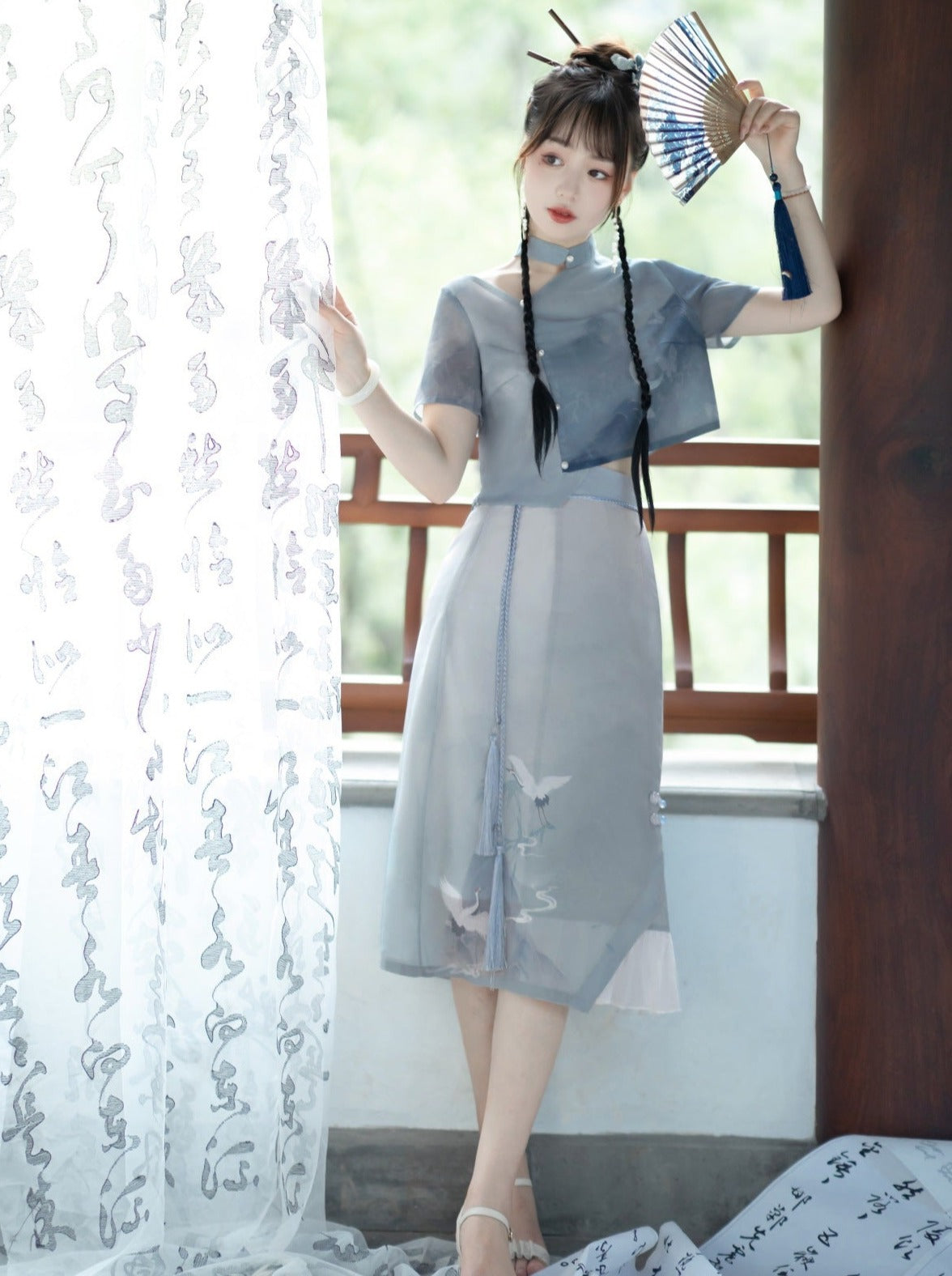 Rock Quaste + Shirt China Asymmetrischer China Print