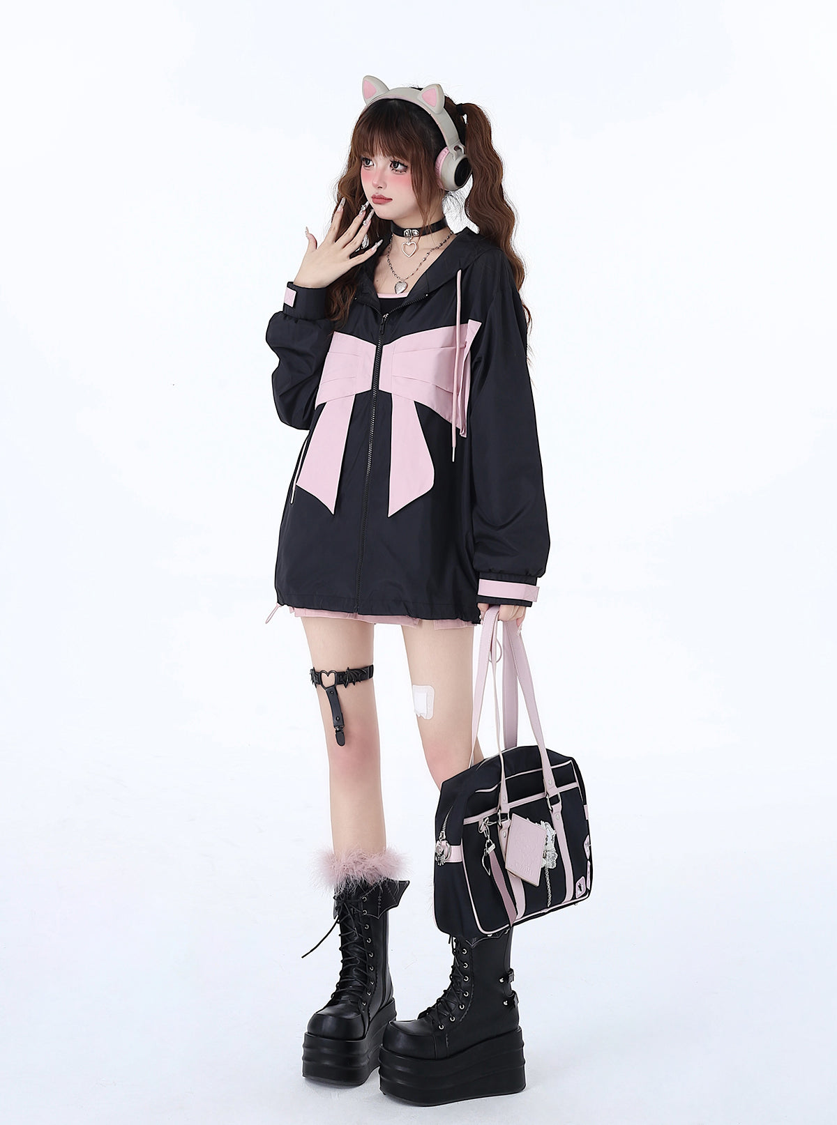 Neighborhood Angel Hoodie Ribbon Loose the Zip Mist in