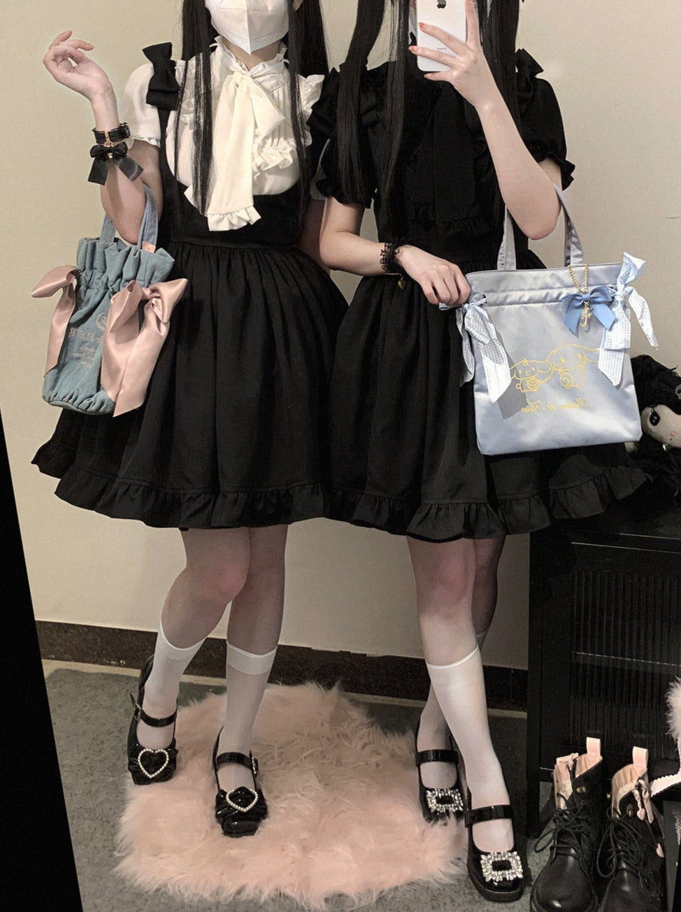 Shoulder Ribbon Lace Black Strap Dress