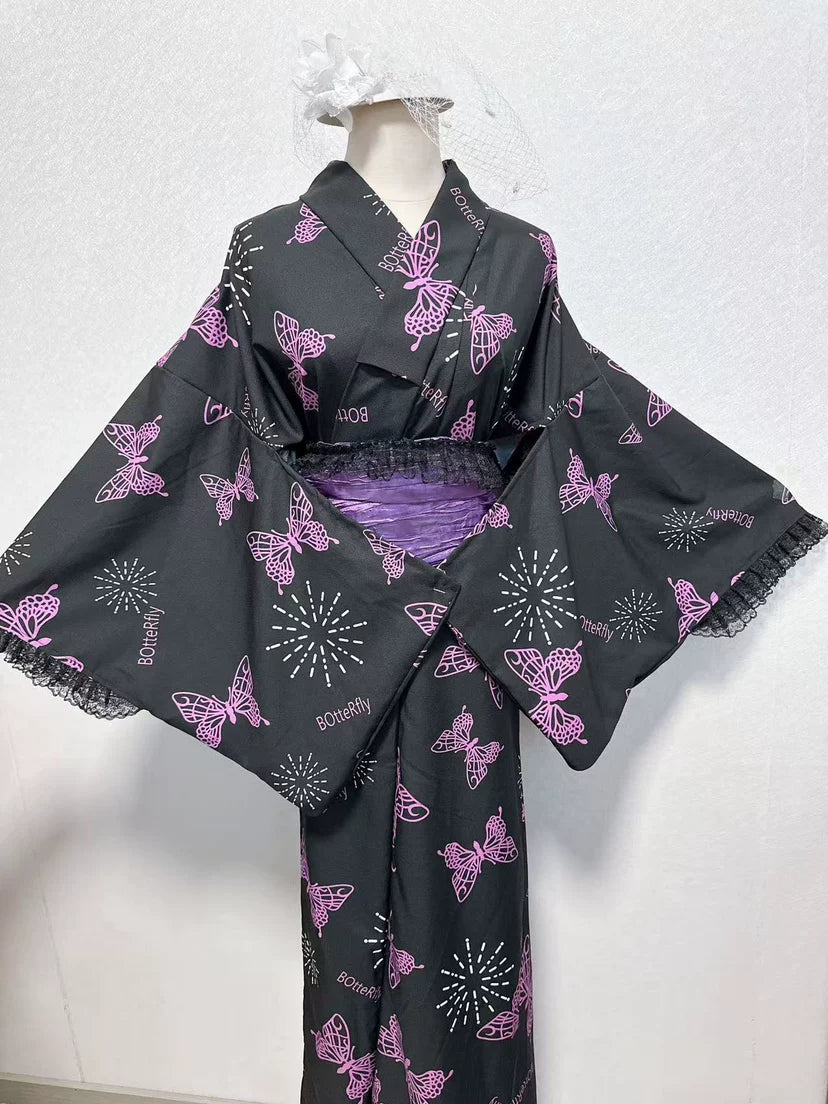 Japanese Yukata Dress – Butterfly Print Kimono Robe
