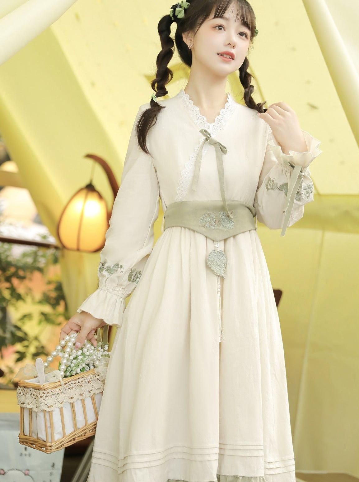 Kleid Chinesische Strickjacke Retro Kurz Lolita