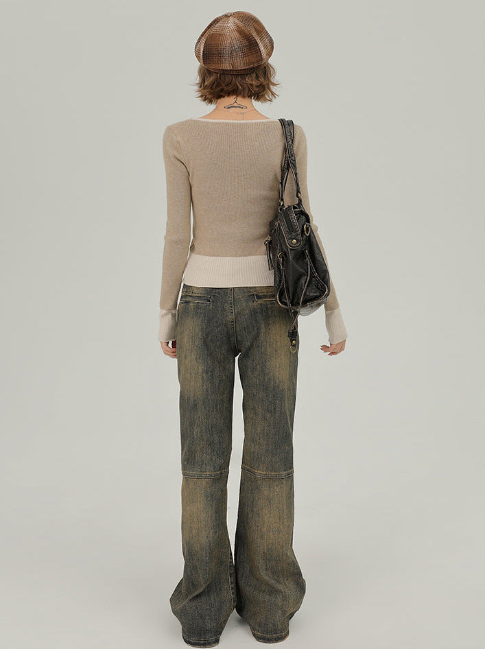 Slim Contrast Color Knit