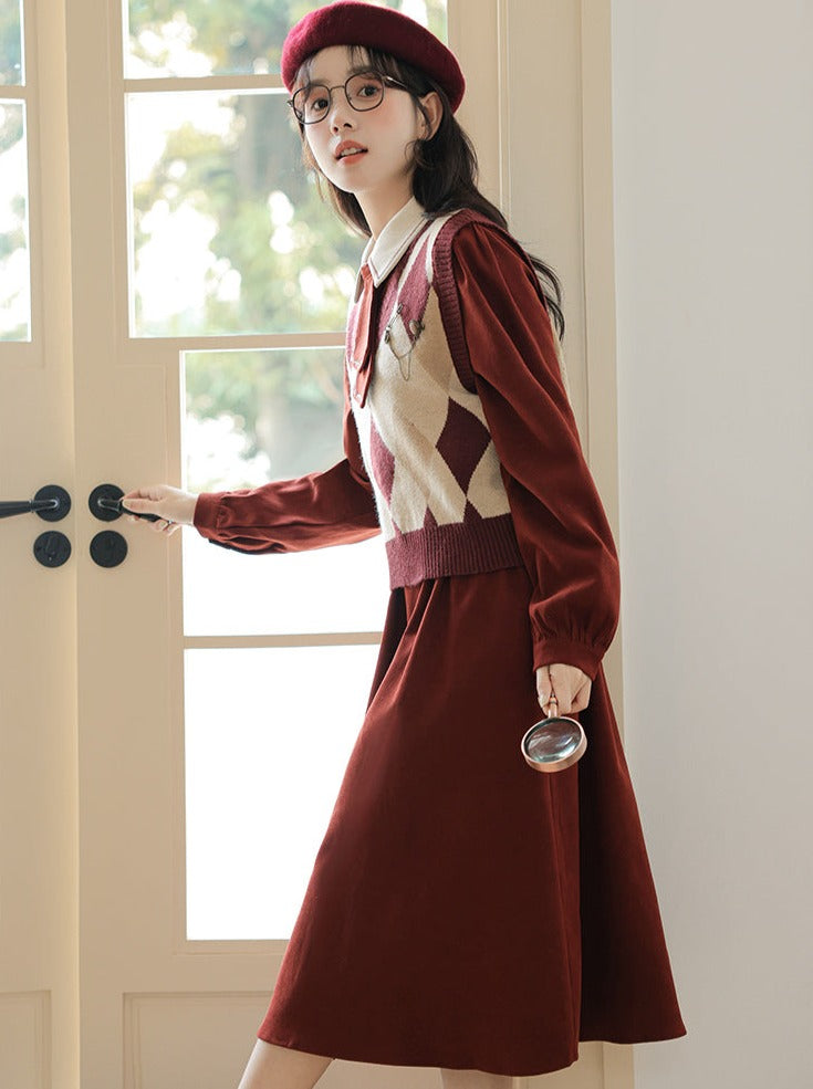 デザインドレス ニットベスト レトロアーガイル