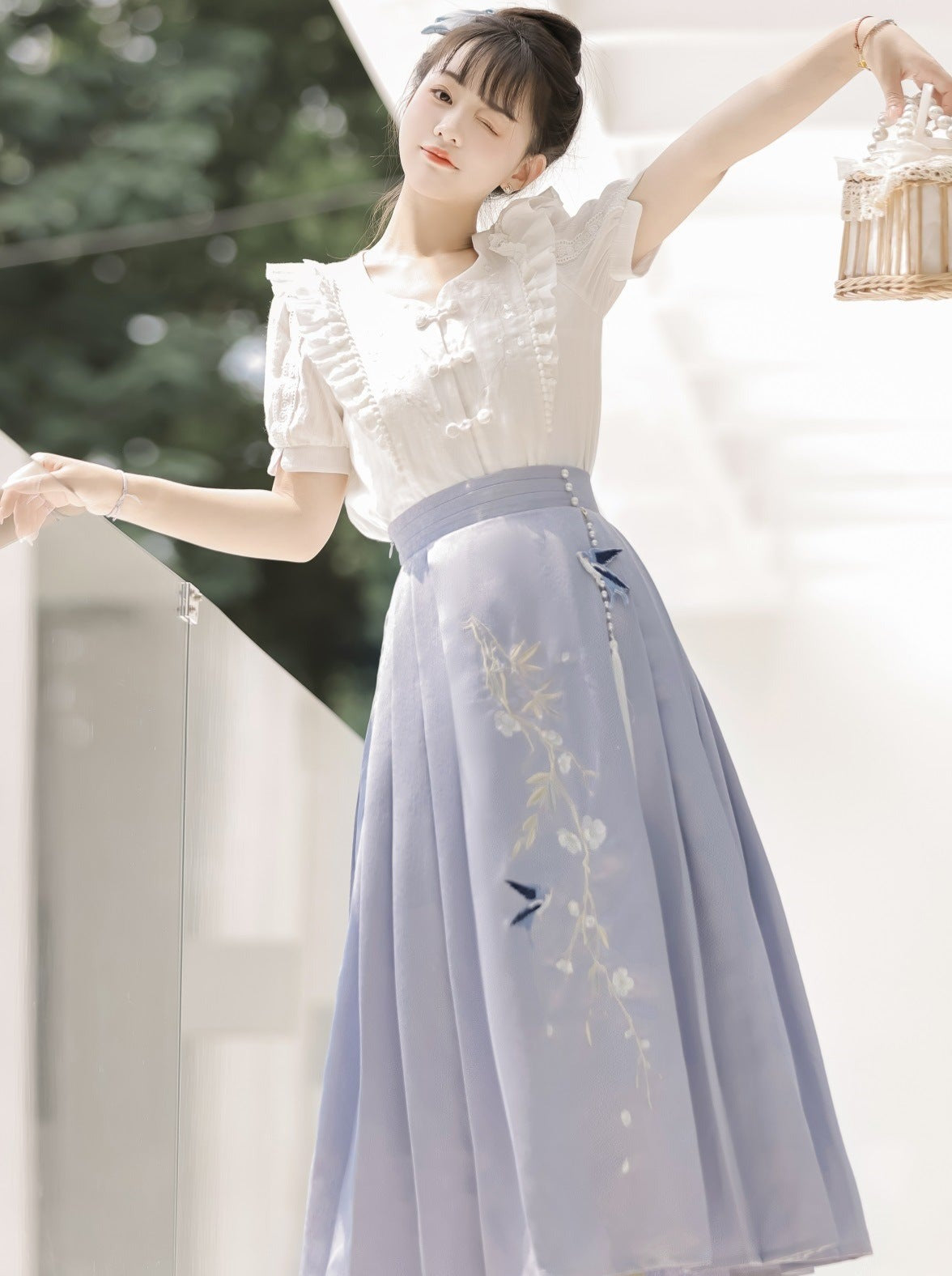 Sommer Faltenrock Retro Rüschen Top Design China