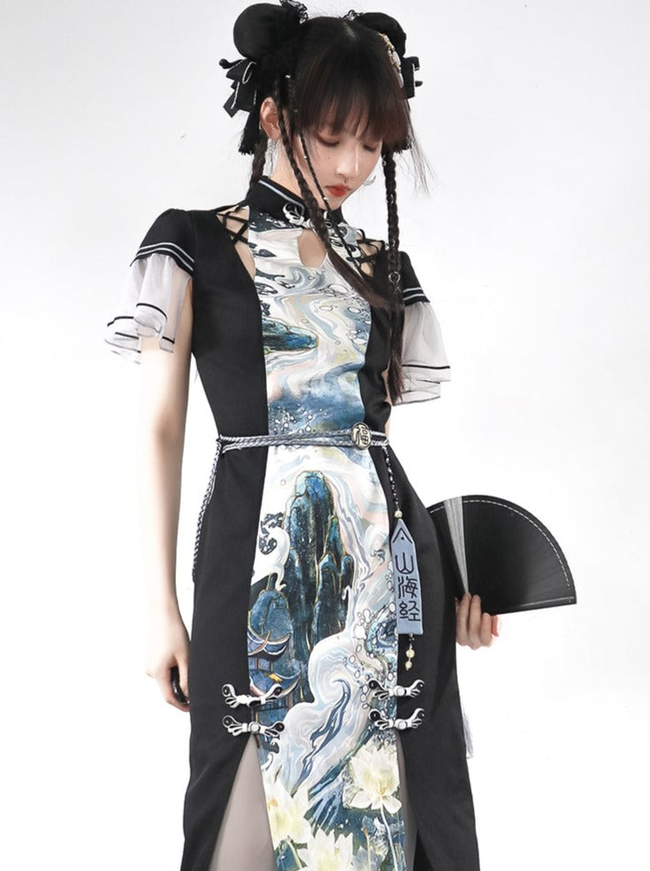 Slit Art China Dress