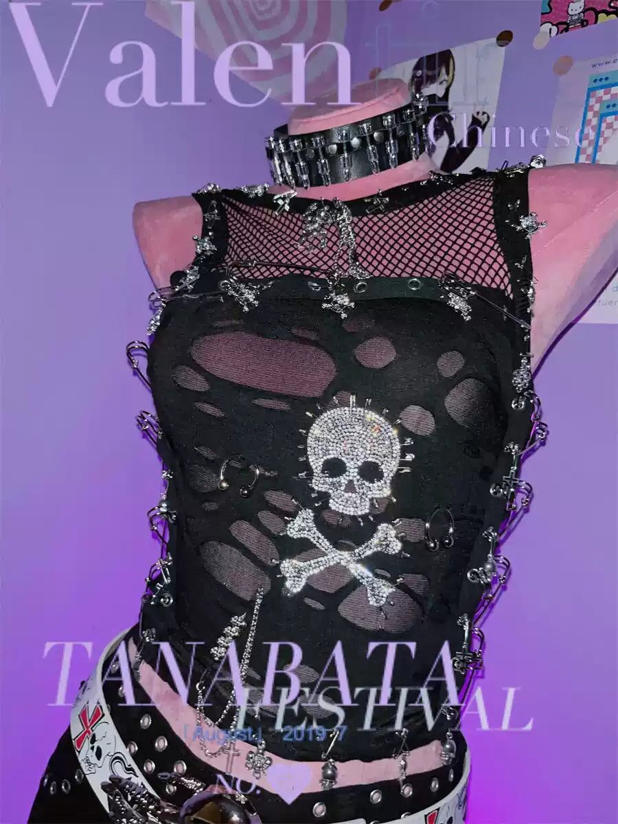 Gothic Lolita Punk Harajuku Bling Trim Crop Tops