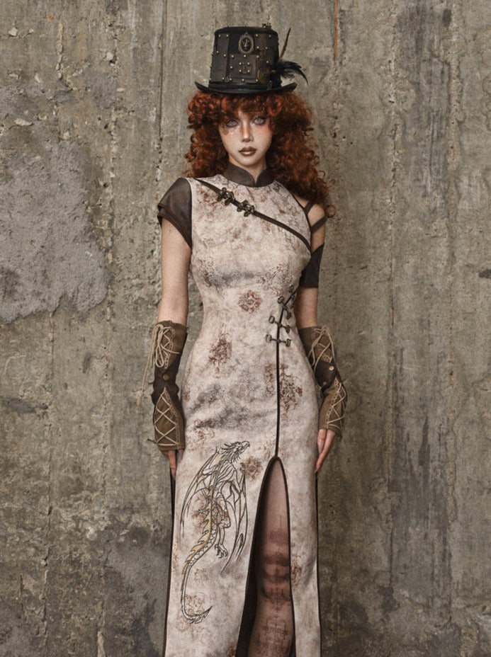 ストラップ スチームパンク スリーブ レトロ ダメージ加工 PU