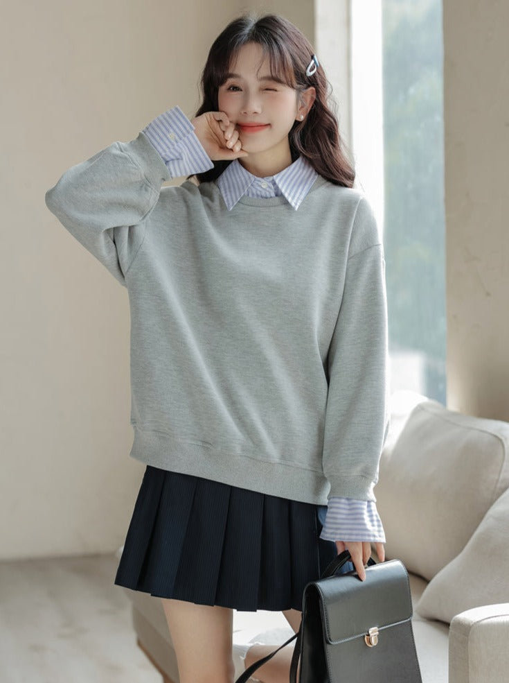 Loose Pullover Striped Top Two-piece