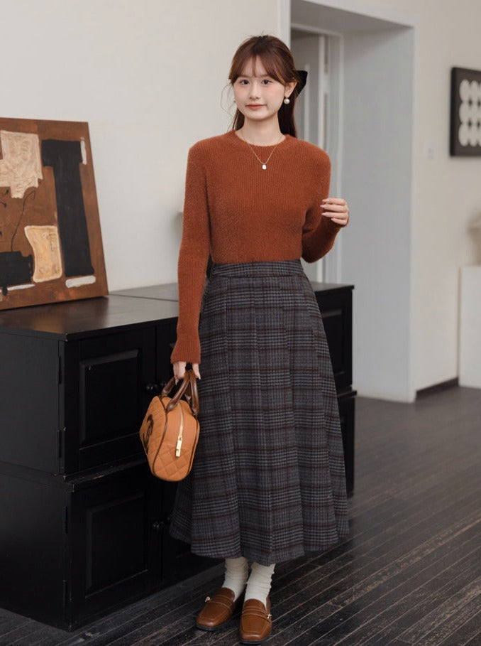 グレースカート チェックプリーツ ロング レトロ
