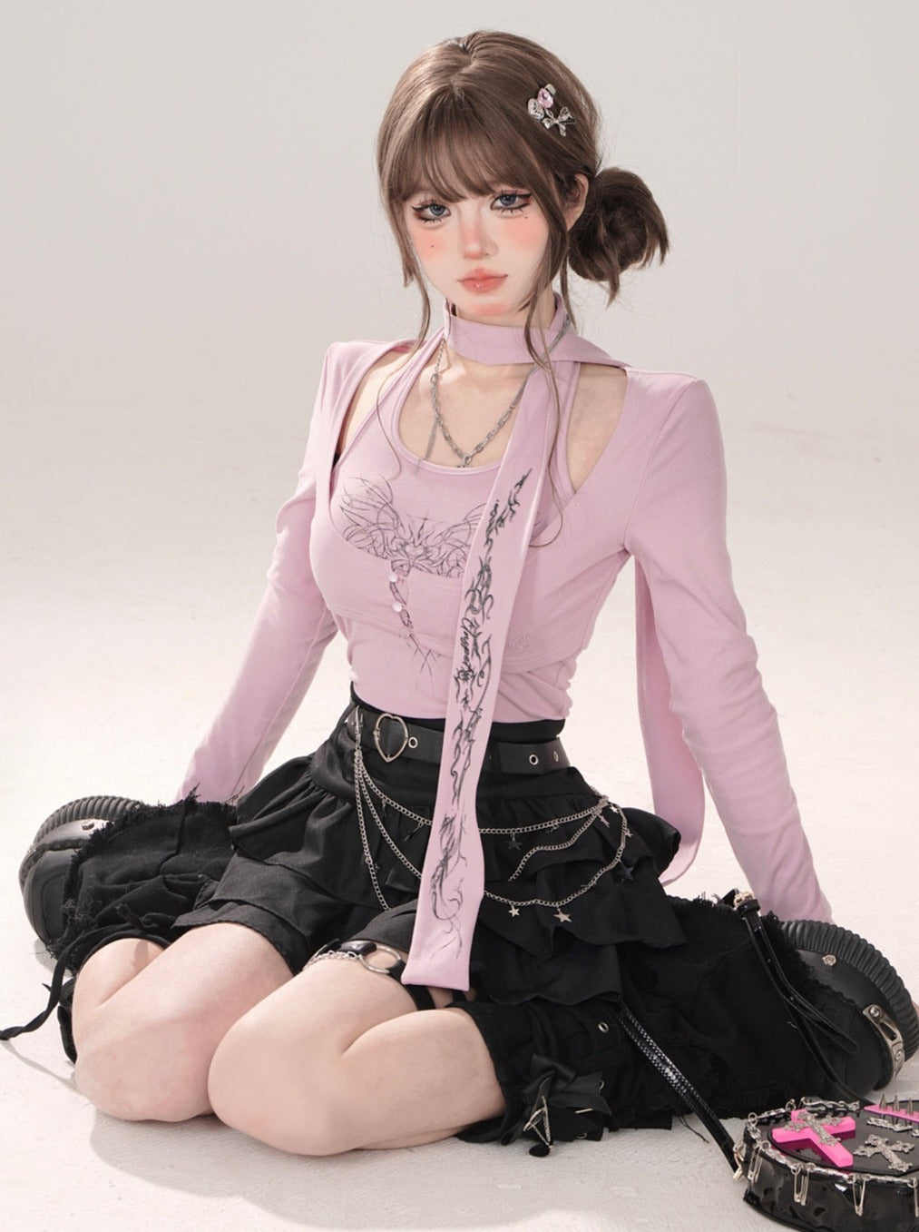 Letter Tops Halter Neck Slim Halter