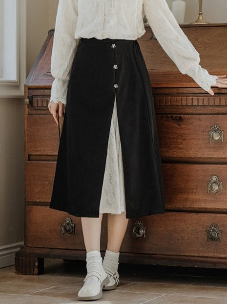 Spitze China Französisch Rock Shirt Schlitz Retro