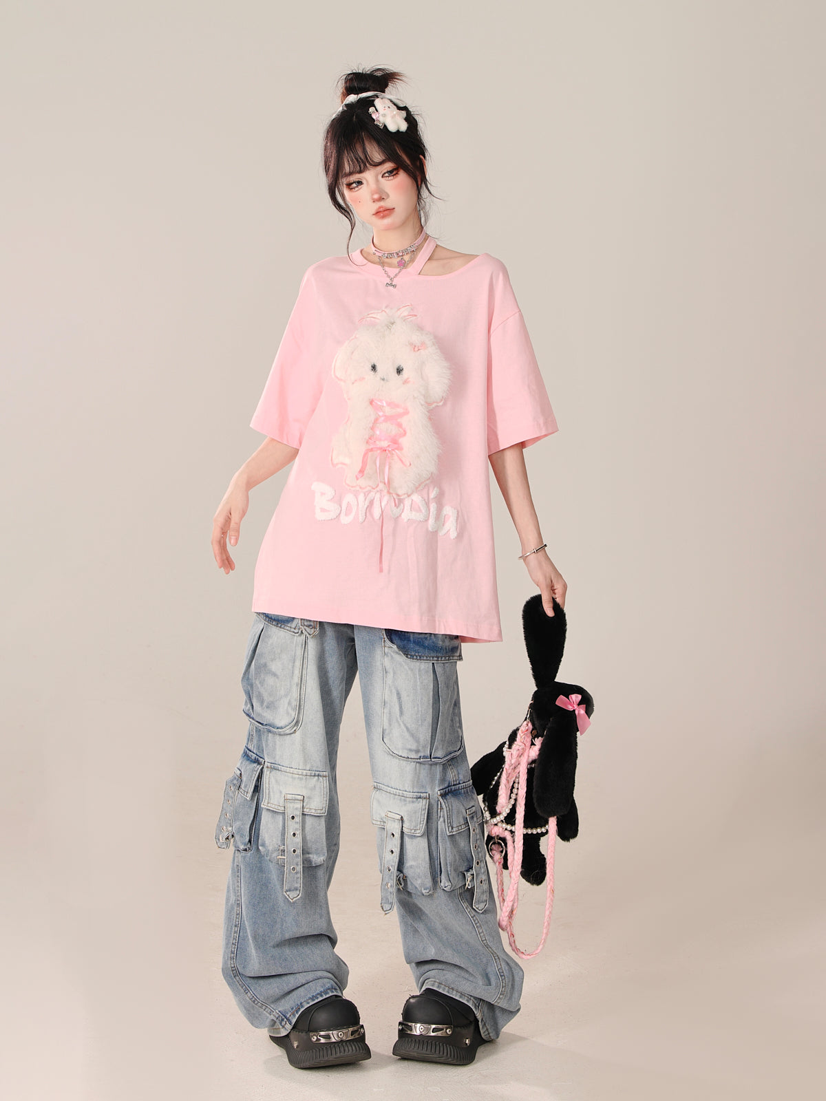 スイートピンキールーズラビットトップファー