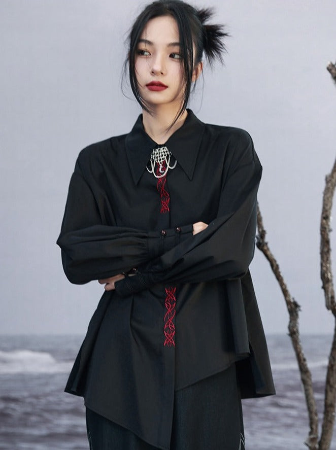 Asymmetric Shirt Loose Mode Slim