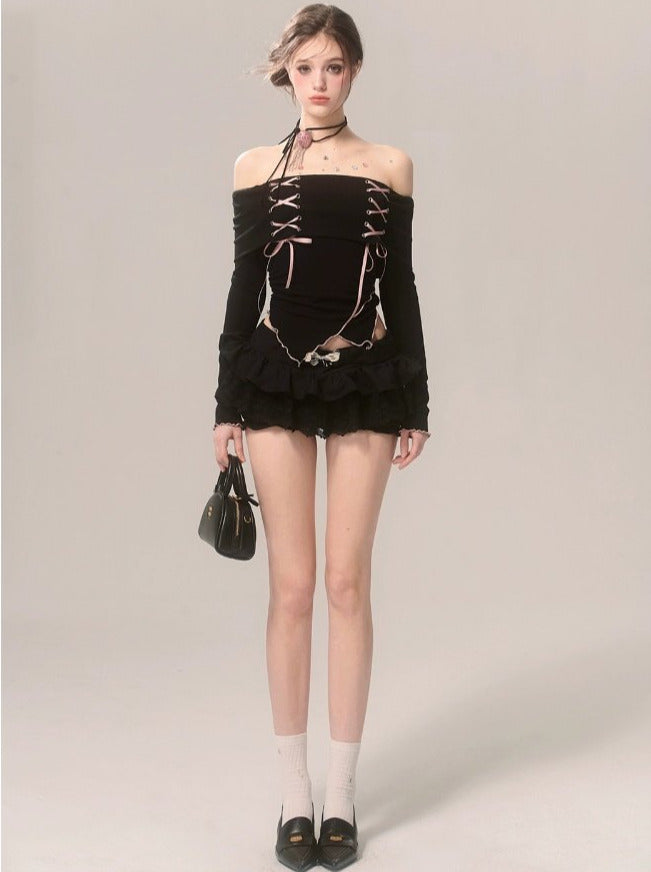 Trägertop Band Schulterfrei Rüschen High-End