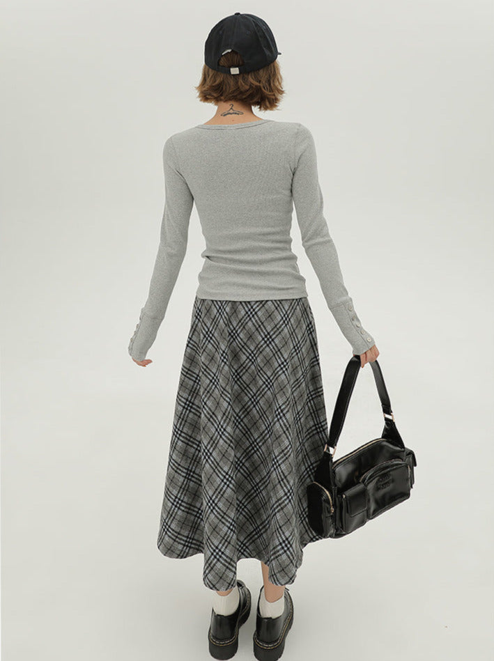 V-Ausschnitt Retro T American Long