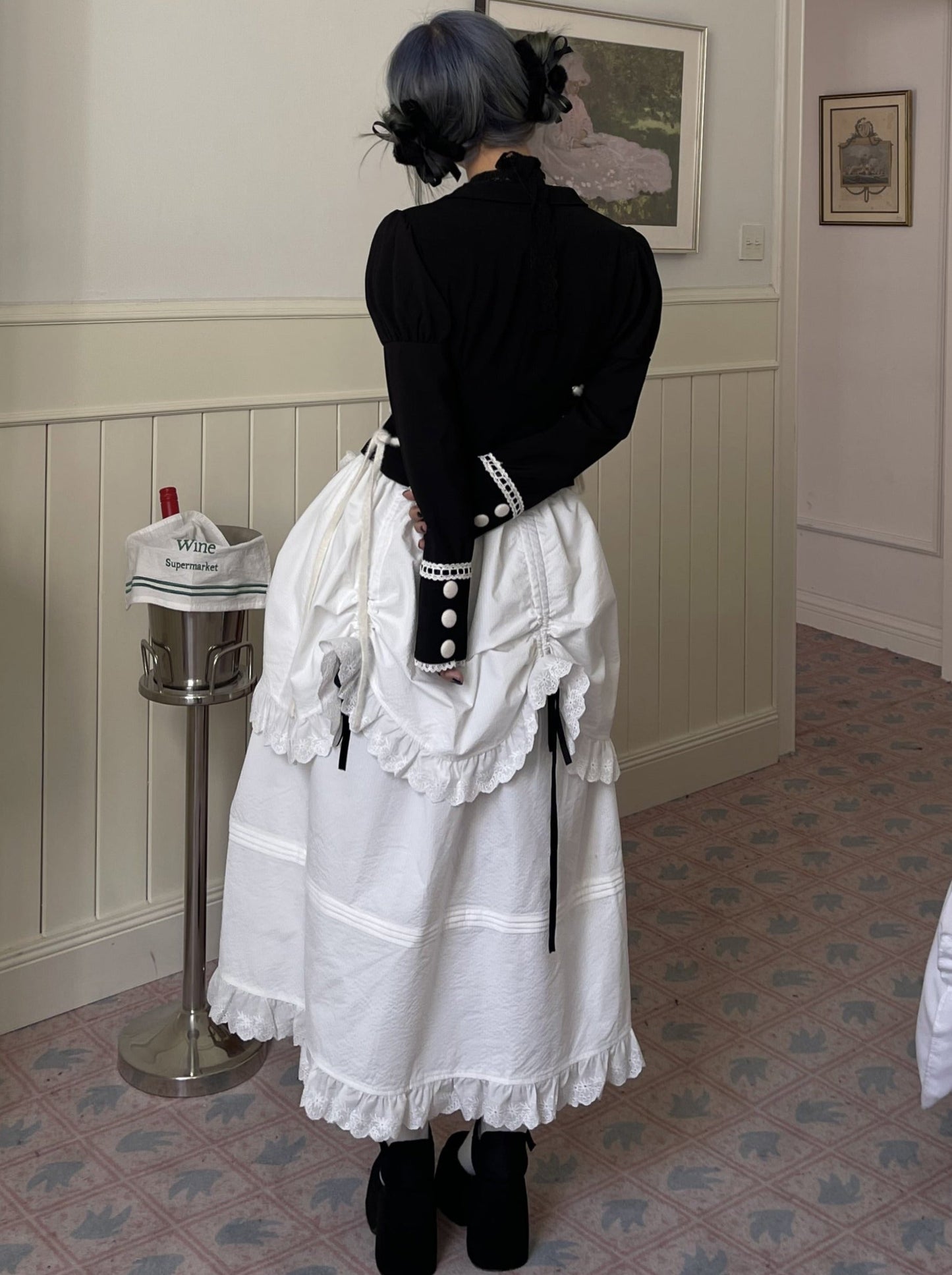 Puff Ram Lace Leg Top Belt Sleeve Ruffle Love Sleeve