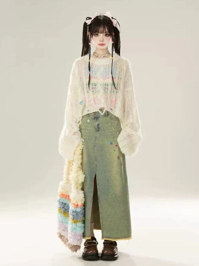 キャミソール コントラストカラー レインボーストライプ