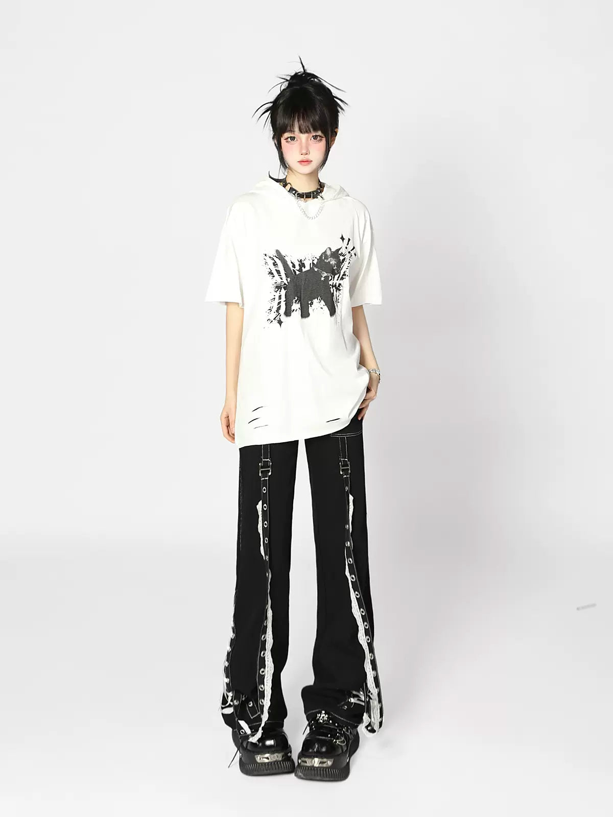 ゆったりTシャツ 猫のグルメ耳