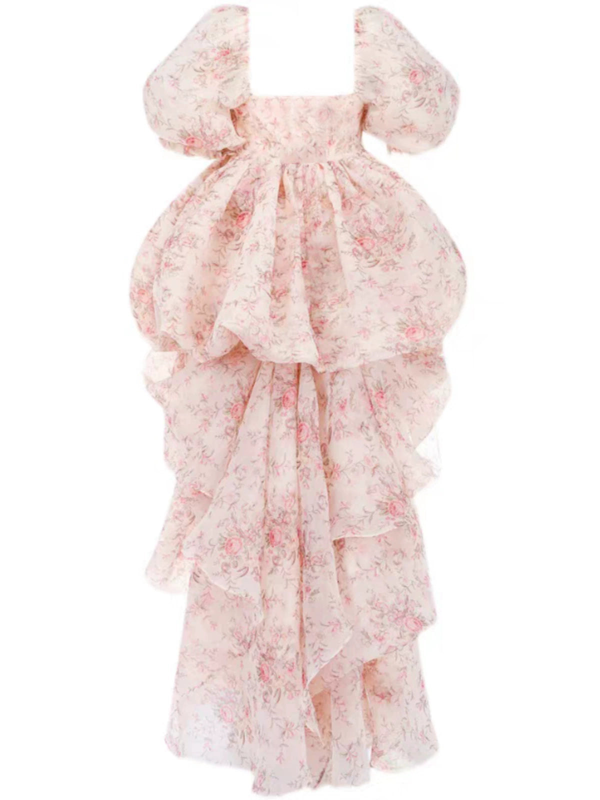 Plus Size Selkie Floral Train Princess Puff Gown
