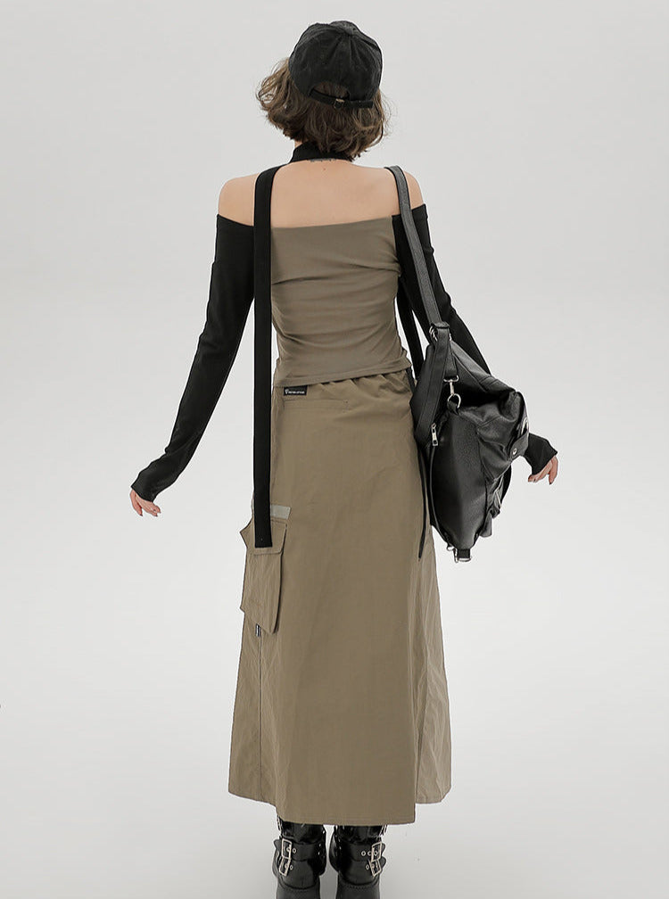 Top Slim One-Line Schal Off-the-Shoulder Print Schmetterling