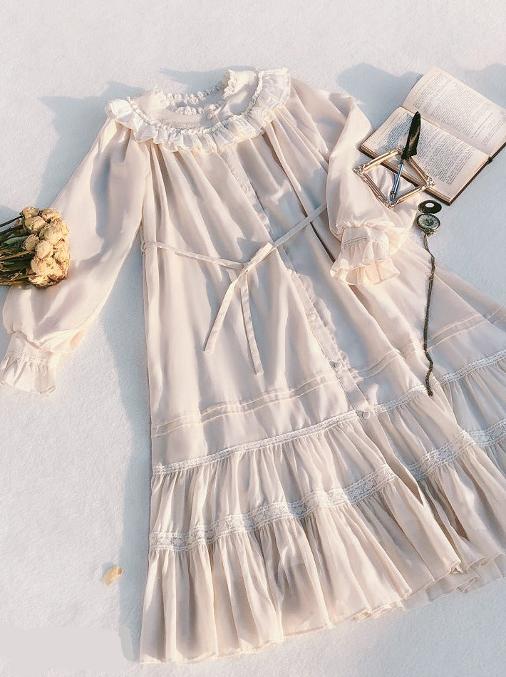 Lace French Retro Tencel Dress Elegant Freesia