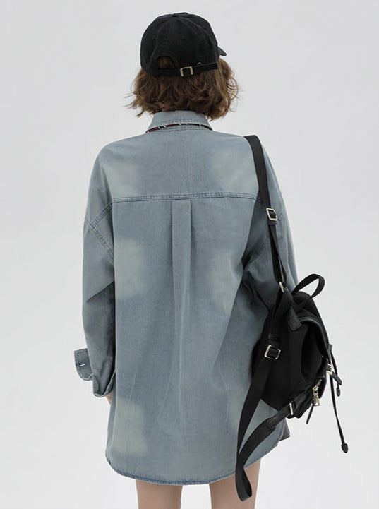 ルーズタイデニムレトロジャケット+シャツアメリカン