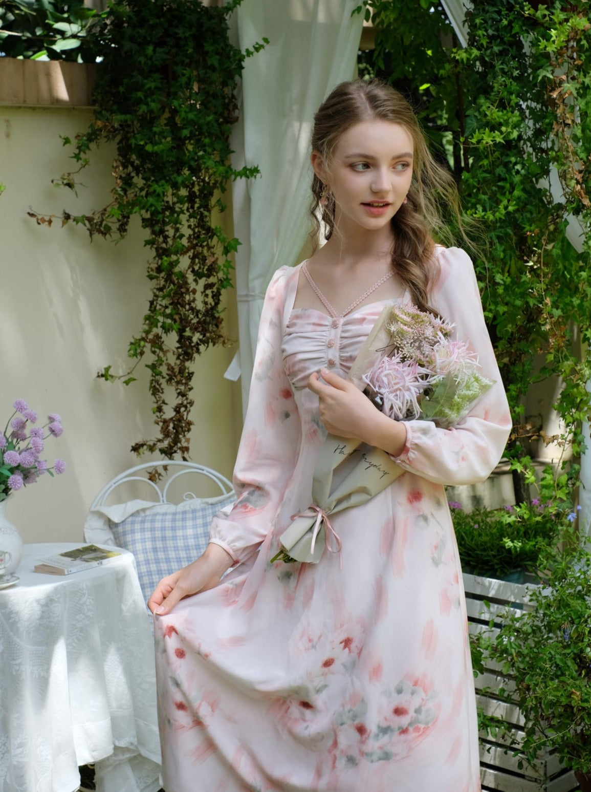 ドレス 花柄 レトロ エレガント