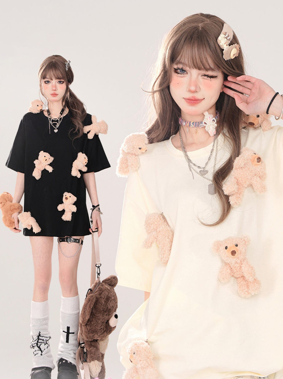 ニッチベアのゆったりキュートTシャツ