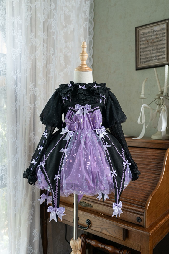 Kids Halloween Pumpkin Lolita Sweet Black Dress Set — Lemon Sugar