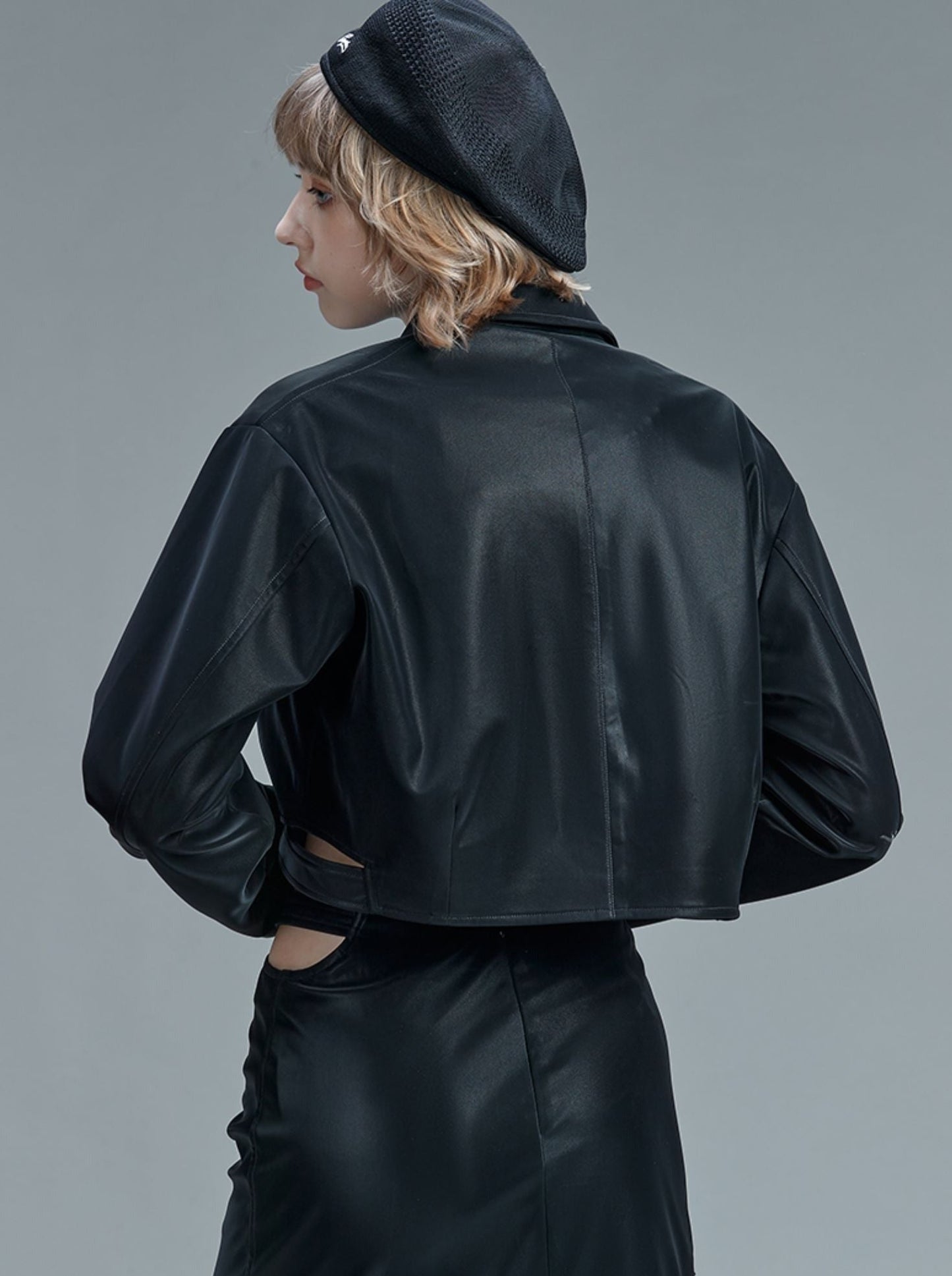 Leather Suit Jacket Short