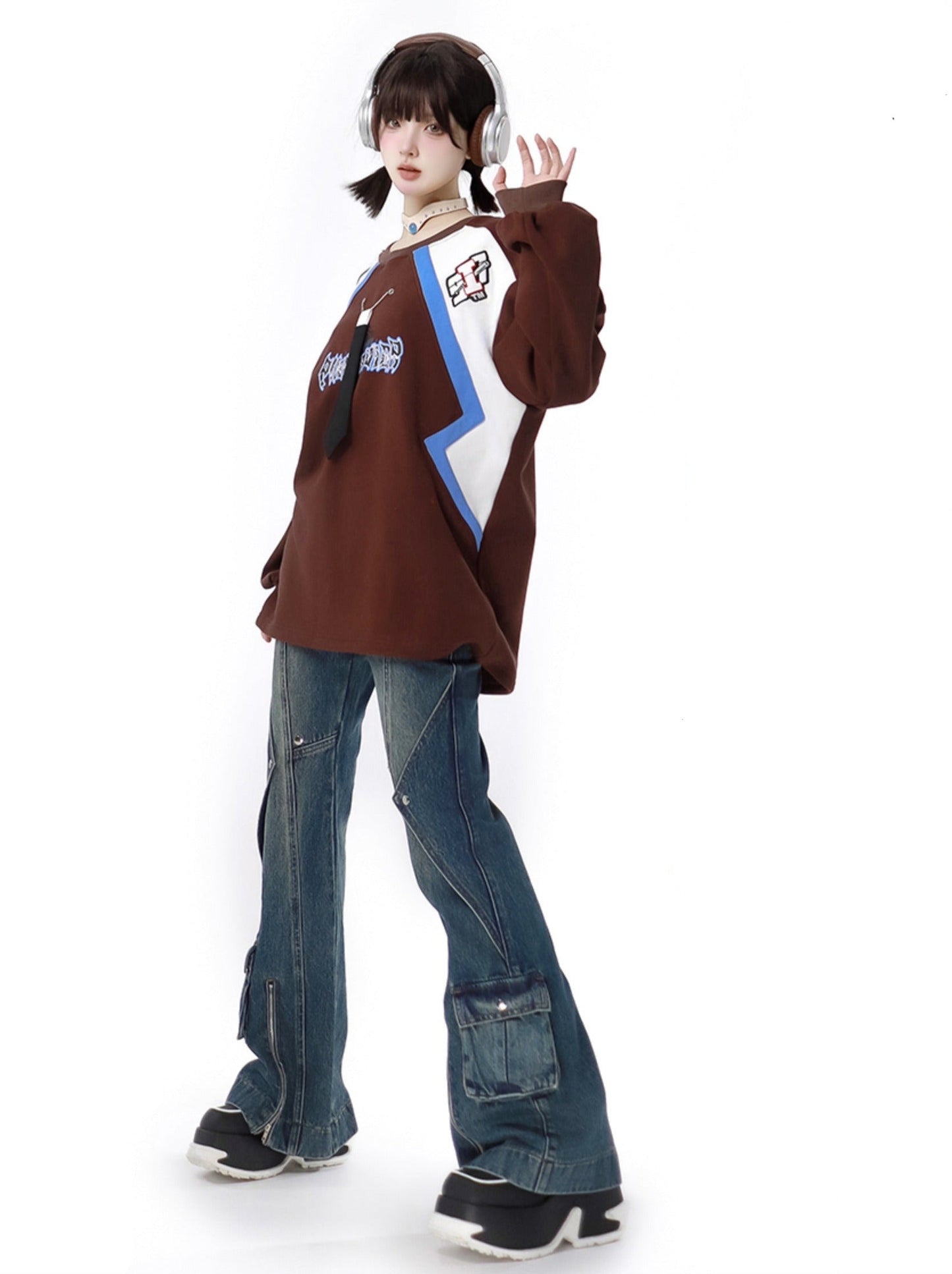 Farbe Sweatshirt American Retro Loose Contrast