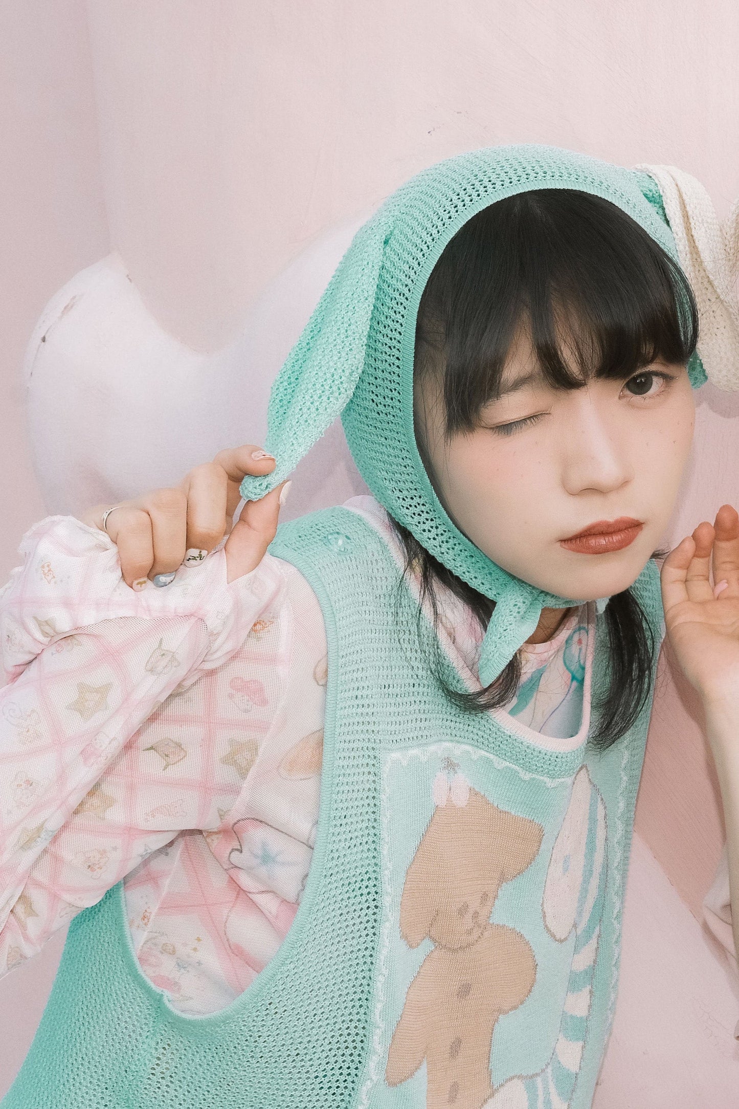 サブカルチャー動物帽子メッシュベスト+