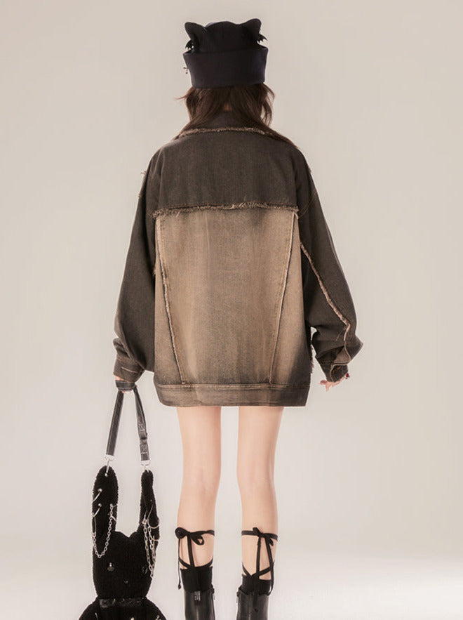 Gradient Street Black Denim Retro Jacket