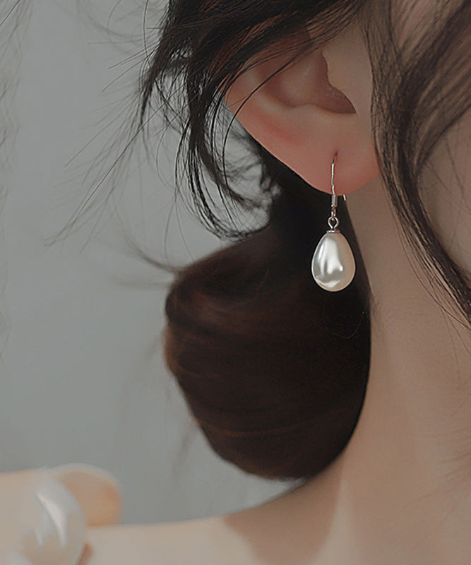 スターリングイヤリング シルク シンプル パール シルバー ドロップ