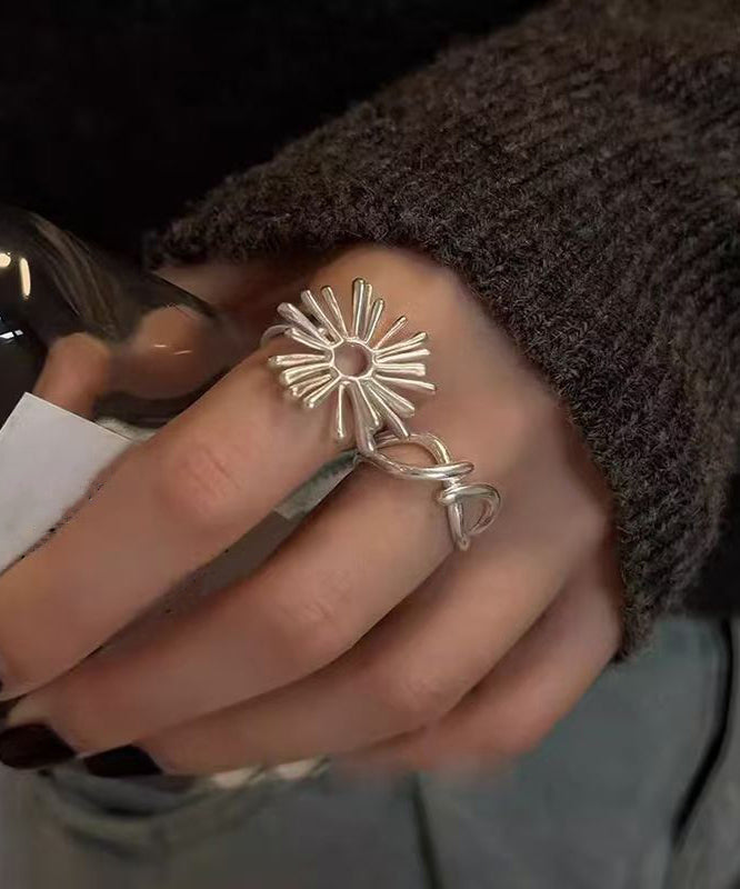 Alloy Two-Piece Style Set Silk Fireworks Hollow Rings Asymmetrical Out