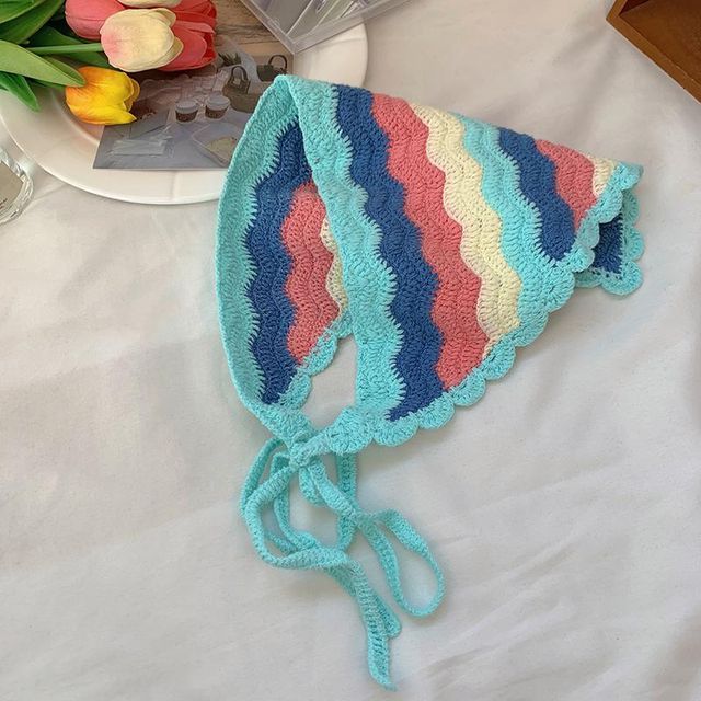 ヘッド刺繍スカーフ 花柄レース クロシェ編み