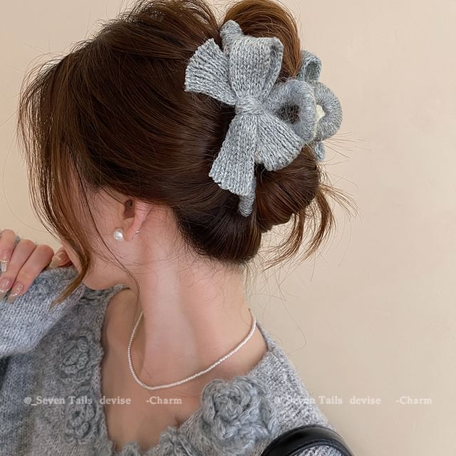 Claw Clip Bow Hair Knit Acrylic