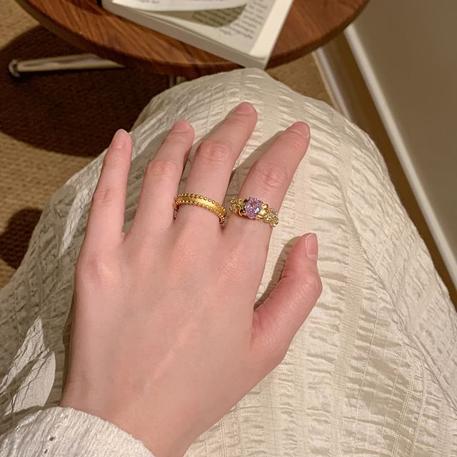 Legierungsring-Set gebürstet offen / Strass