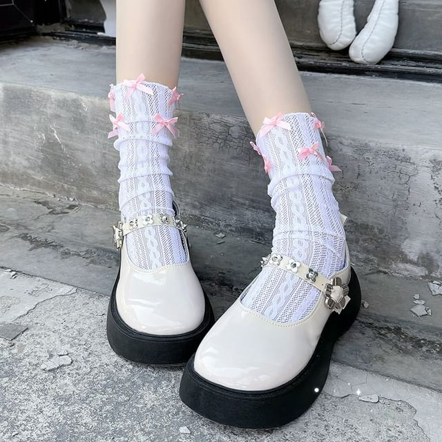 Plain Bow Short Socks
