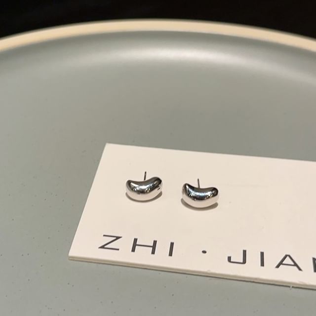 925 Silver Sterling Stud Earring Bean