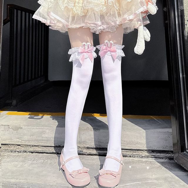 Designs) (Various Bow Trim Socks Lace