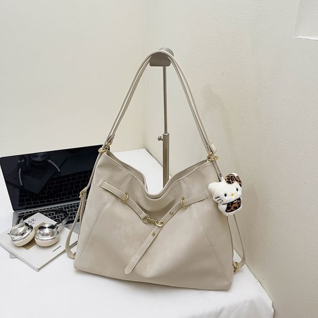 Faux Leather Clasped Shoulder Bag