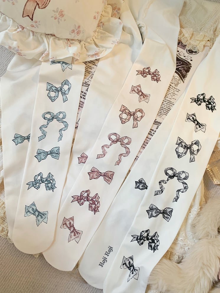 Süße Lolita-Strumpfhose mit Schleifenmuster