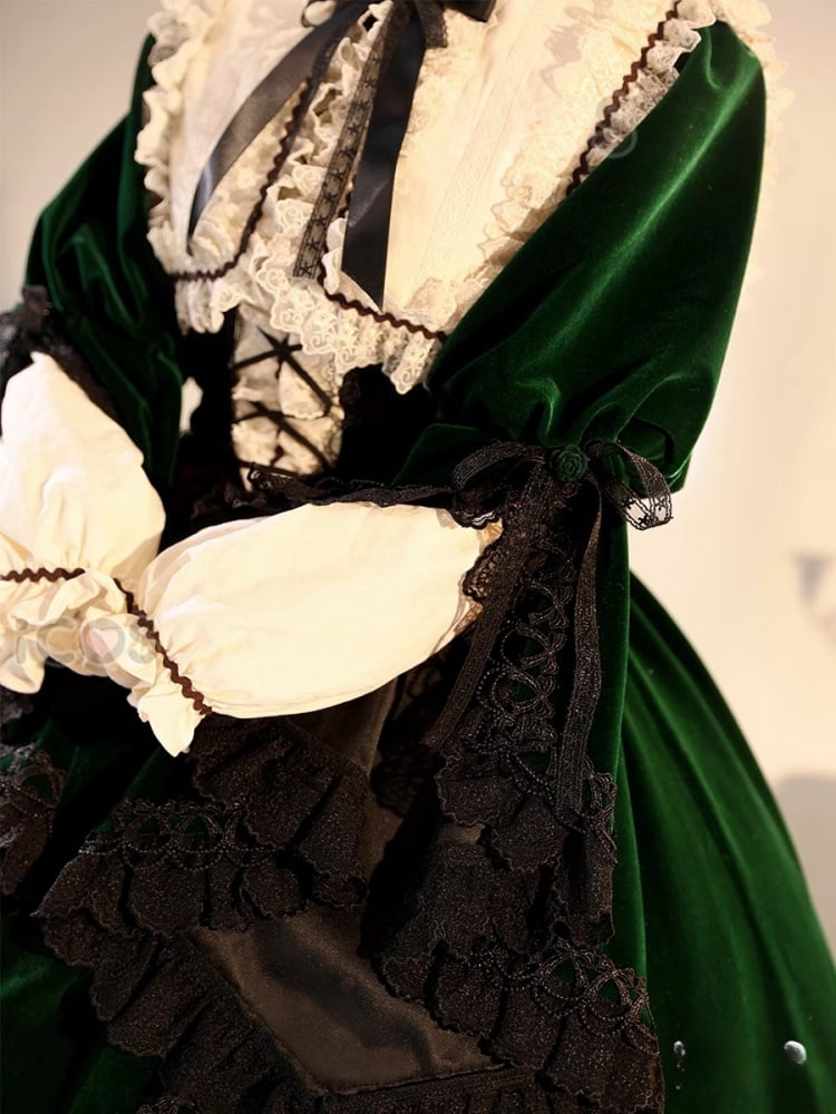 Rozen Maiden Jade Stern Grünes Samtkleid Lolita-Stil Cosplay Kostüm